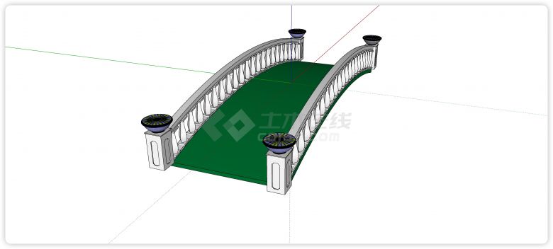 保龄球瓶造型围栏拱桥su模型-图一