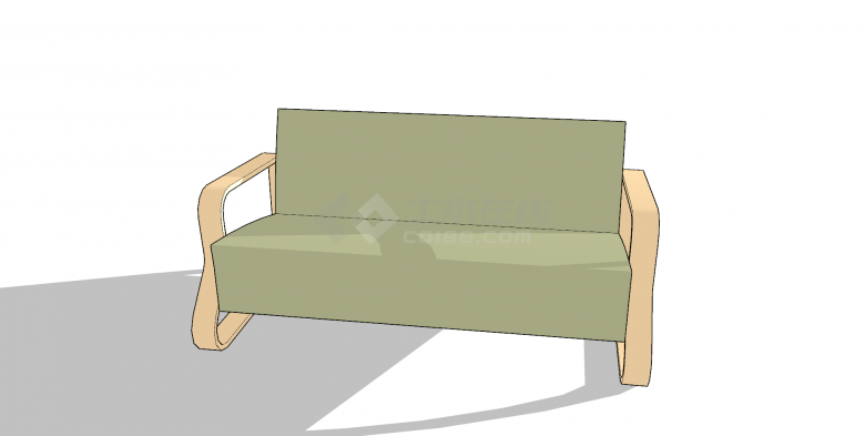 桌椅老su模型绿色沙发-图二