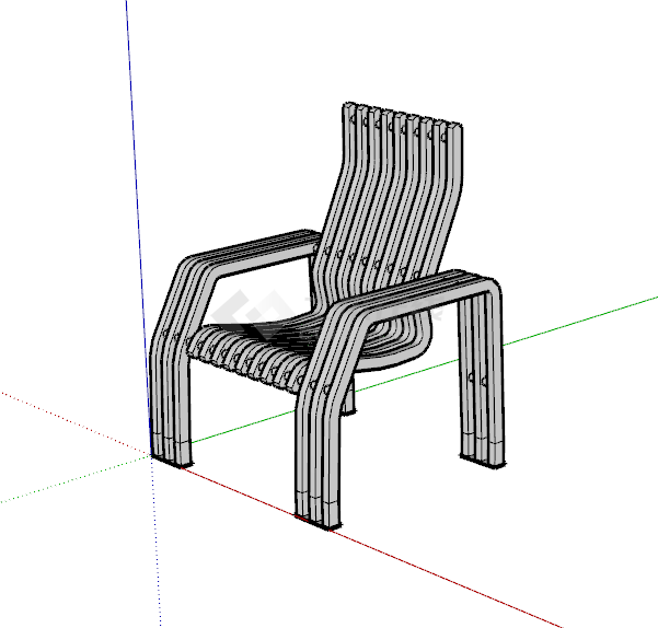 公园户外铁艺座椅su模型-图一