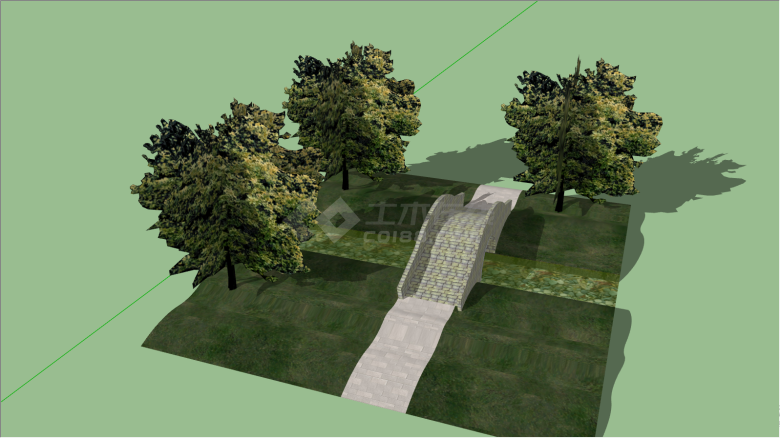 公园水渠小石拱桥su模型-图二