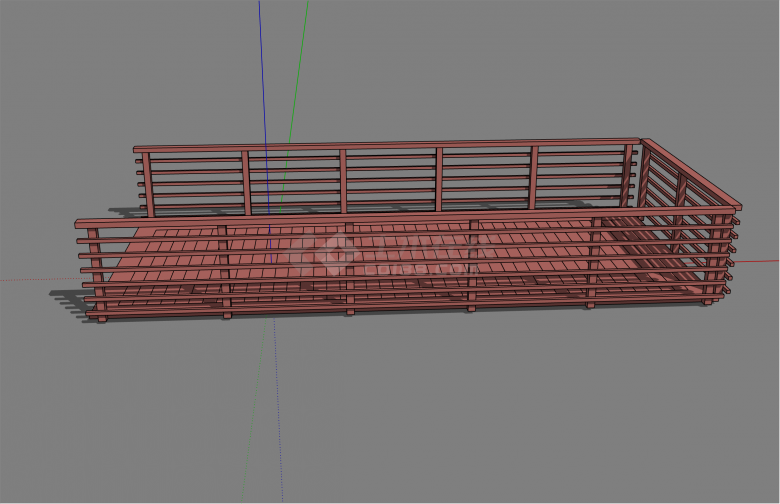 红色现代木质观赏桥su模型-图一