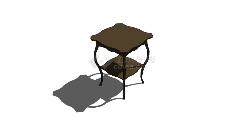桌椅老su模型棕色双层-图二