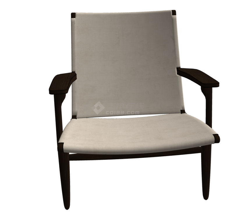 棕色木质带有浅色座面的椅子su模型-图二