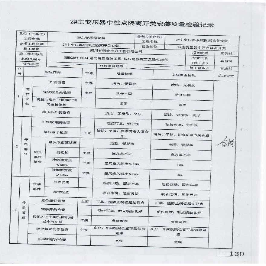 12. 分项工程质量报验（2#主变压器（中性点隔离开关安装）-图二