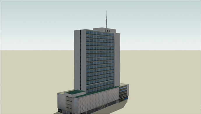 带有底商的高层楼房建筑su模型_图1