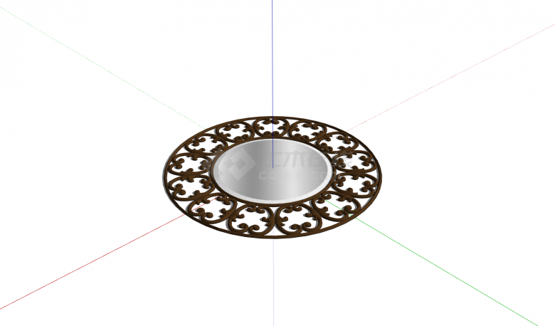 咖啡色环形镂空雕花装饰摆设物su模型-图二
