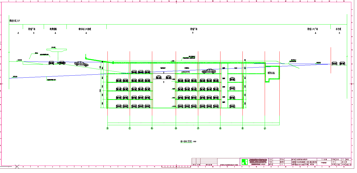 某地立交桥南北广场停车场南广场单体平面图CAD图纸
