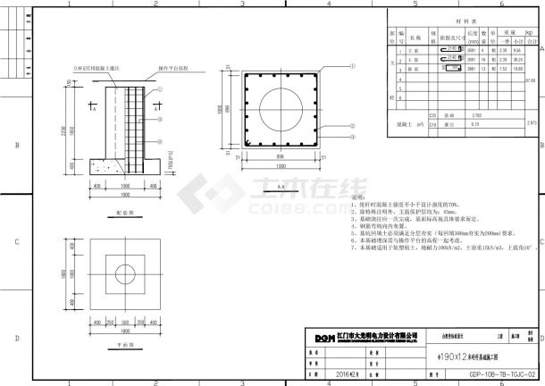 GDP-10B-TB-DGJC砼杆基础施工图-图二