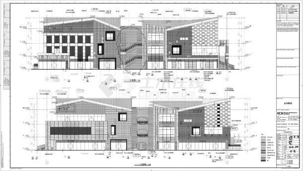 某地区高层商业综合体建筑立剖面图-图一