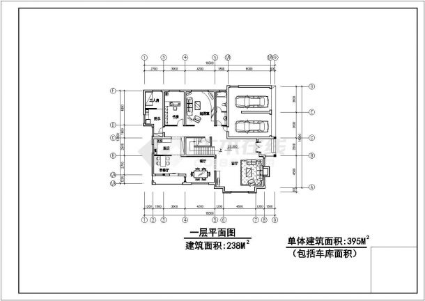 镇江二层别墅规划全套施工cad图-图一