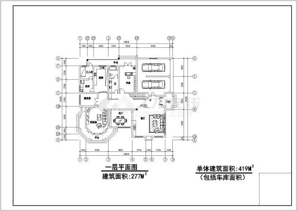 镇江二层别墅规划全套施工cad图-图二