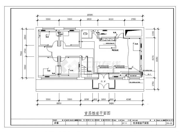 某城市茶馆装饰电气结构设计施工图CAD详图-图一