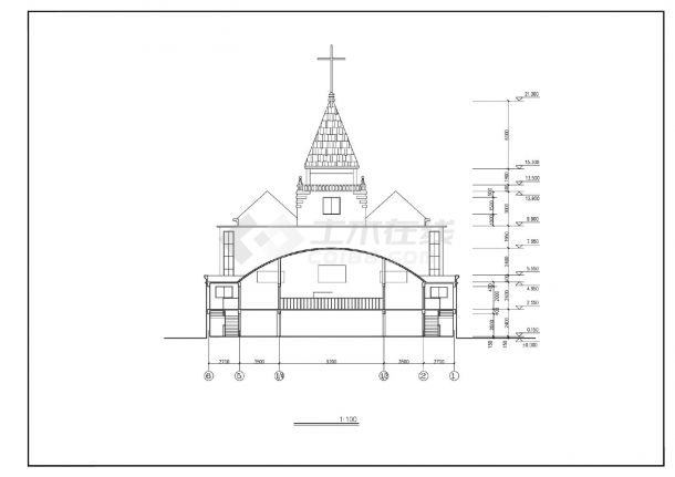 某某建筑基督教会全套建筑图平面图CAD图-图二