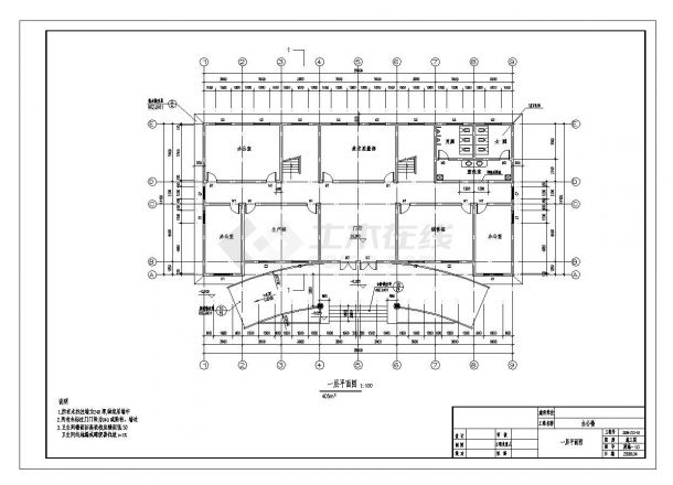 某城市工厂办公楼建筑工程布置CAD参考详图-图一