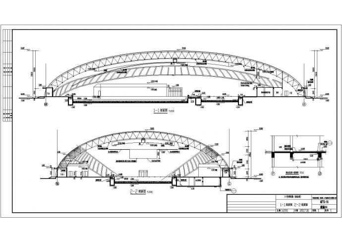 单层网架结构游泳馆全专业设计施工图_图1