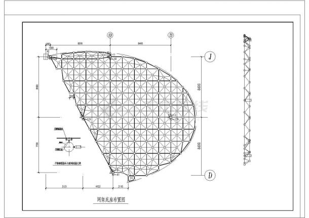 昆山某全套异形网架结构施工设计cad图纸-图一