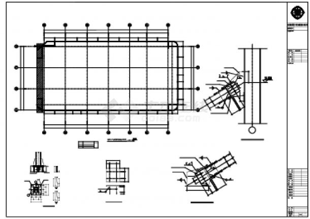 轴屋面钢构架及墙身结构施工图-图一