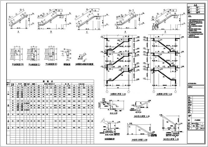 某楼梯平台及台阶节点构造设计施工CAD图纸_图1