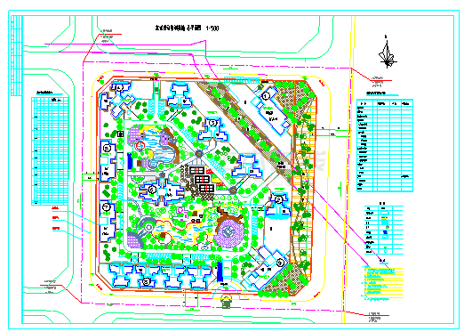 小区规划绿化总平面CAD图-图一