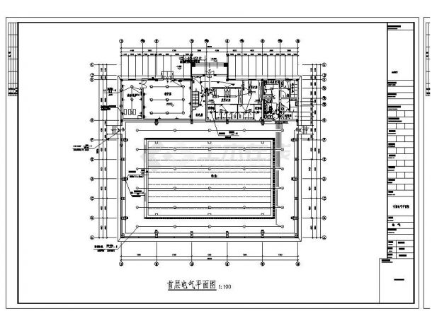 湖南省某游泳馆电气结构布置CAD参考详图-图一