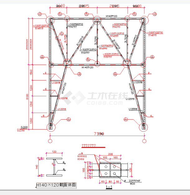 某地某钢支撑结构节点构造详图CAD图纸-图一