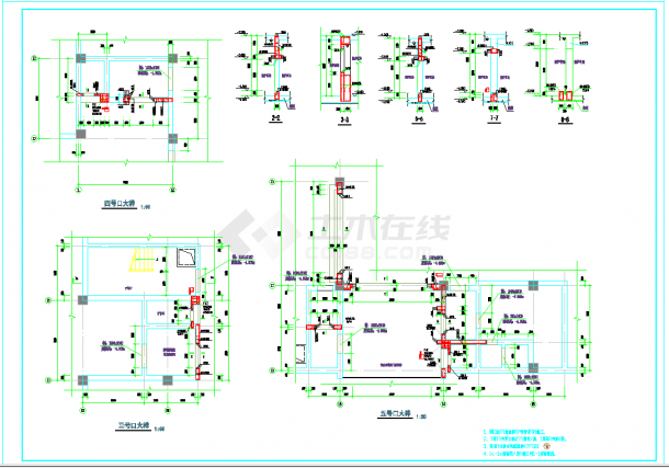 某地某工程人防口部结构节点构造详图CAD图纸-图二