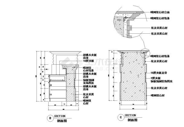 某城市总台施工全套CAD参考详图-图二