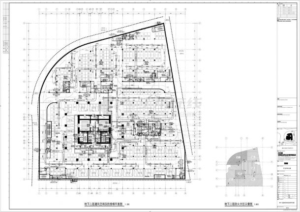升龙环球大厦-M1001～M1003 地下通风空调及防排烟平面CAD图-图二