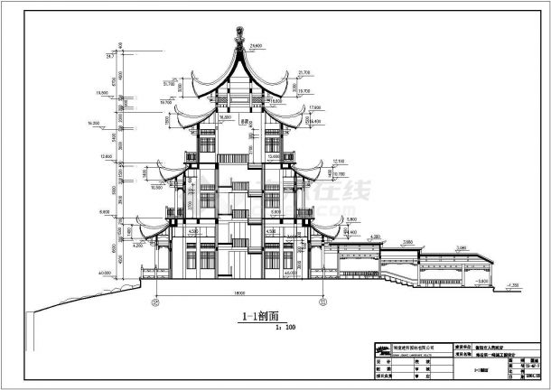 泰州回雁峰回雁阁建筑设计CAD图-图二
