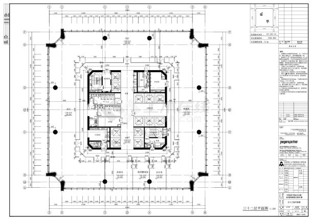 某证券大厦主楼三十二层建筑施工图-图一