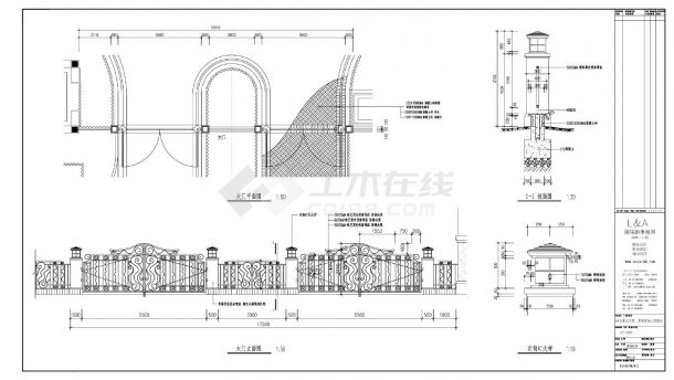 南京香山美墅一期景观施工图设计-A区X01-07大门详图CAD图-图一