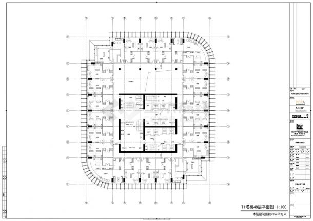 郑州某某超高层项目T1塔楼核心筒平面图-图二