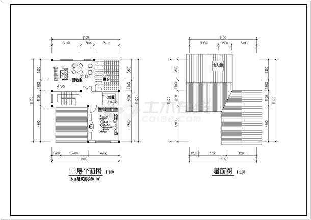 苏北地区新型农村独院别墅建筑设计施工全套cad图-图一