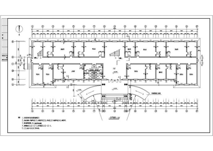 某公司四层办公楼全套施工设计CAD图_图1