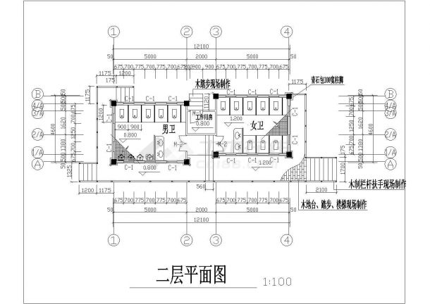 某城市五星级厕所建筑施工CAD图-图一