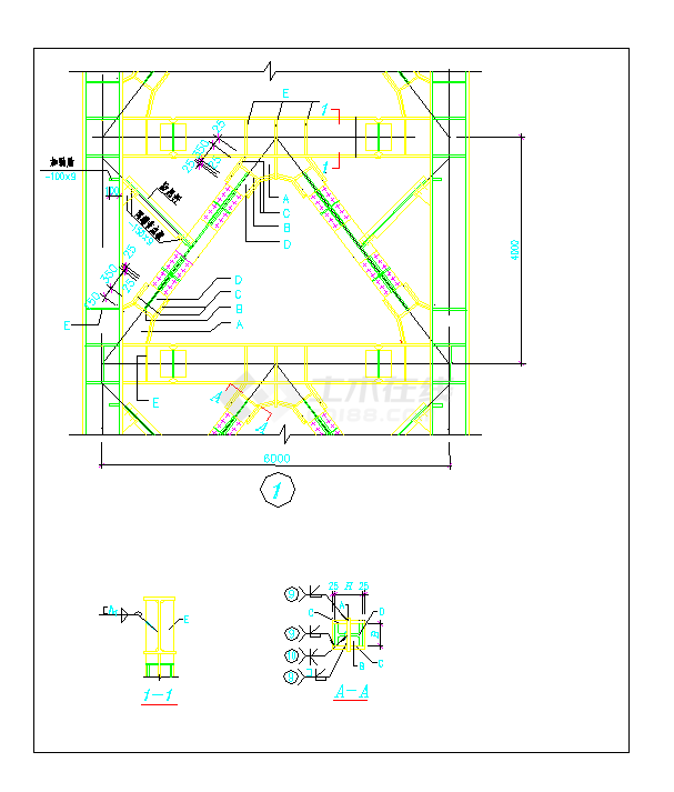 某地多高层钢结构节点CAD图纸-图一