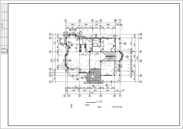 270平米2+1层框架结构单体别墅建筑设计CAD图纸（含夹层）-图二
