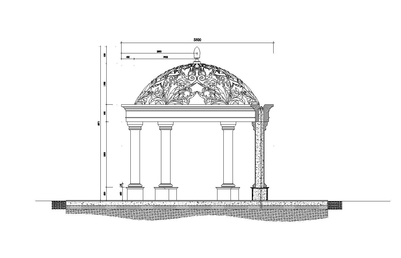 某市区景观亭结构布置CAD参考节点施工图