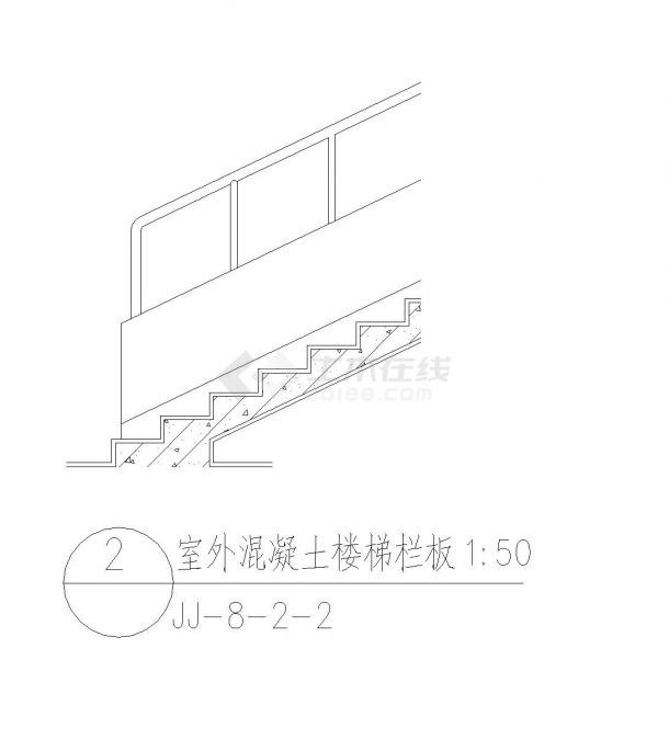 江苏省某超高层酒店楼梯栏结构布置CAD参考节点详图-图二