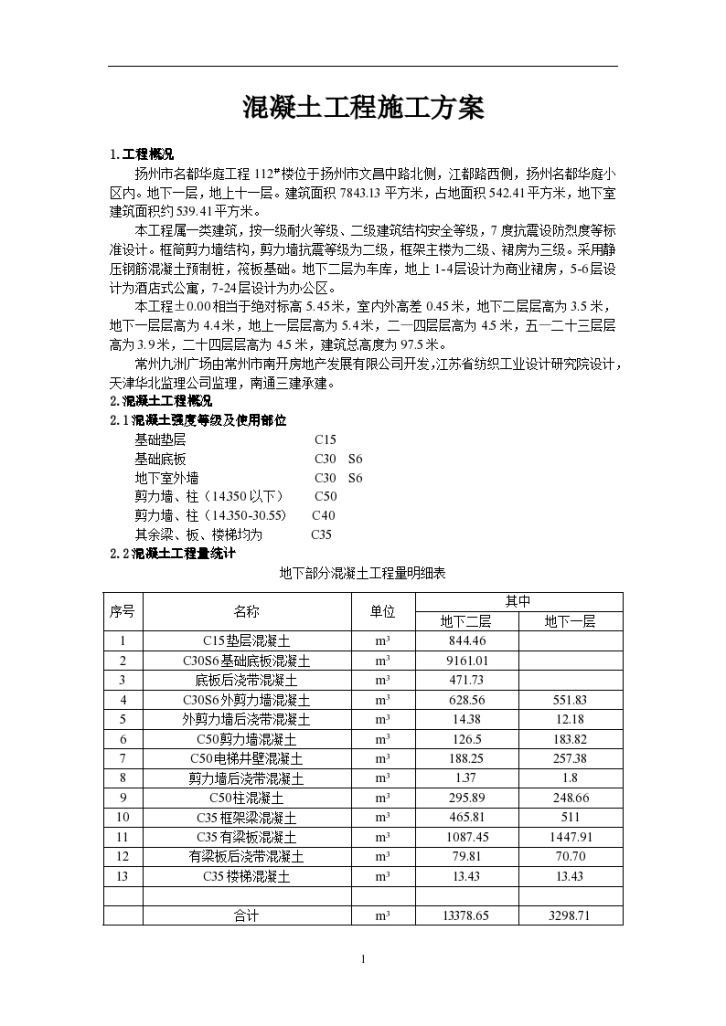 地下室混凝土工程施工方案-图一