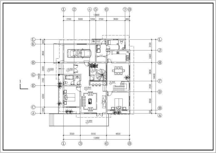 厦门市某度假村425平米两层混合结构休闲别墅建筑设计CAD图纸_图1