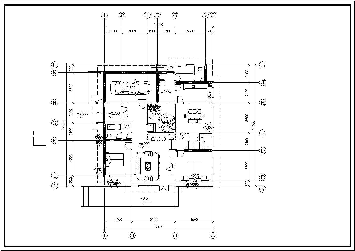 厦门市某度假村425平米两层混合结构休闲别墅建筑设计CAD图纸