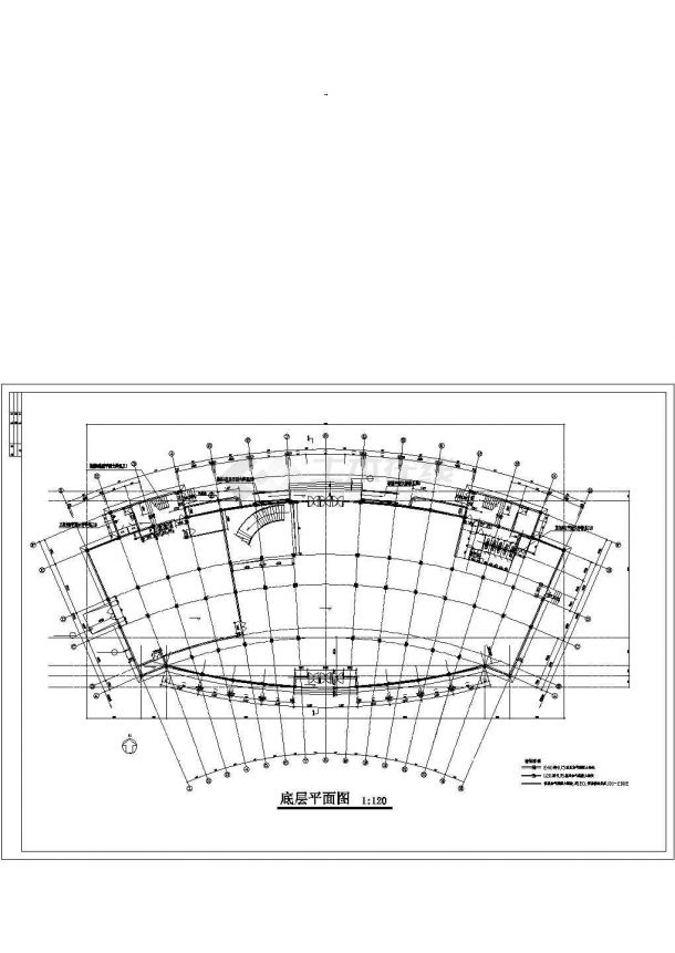 某17米高半弧形海濱酒店设计施工全套设计cad图-图二