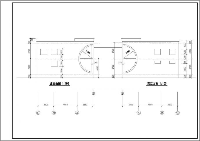 230平米2层砖混结构单体休闲住宅楼建筑设计CAD图纸_图1
