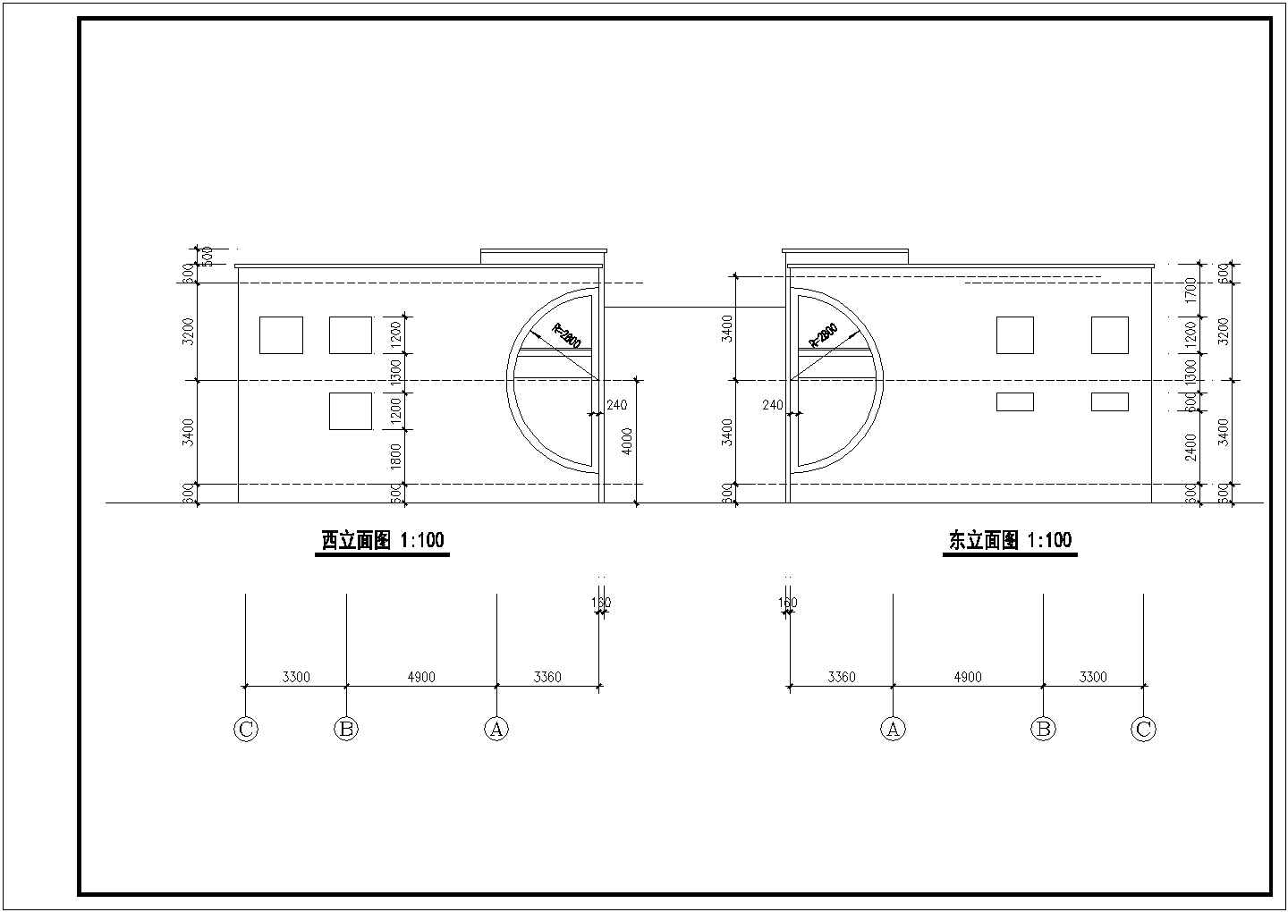 230平米2层砖混结构单体休闲住宅楼建筑设计CAD图纸