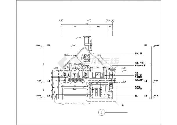 470平米2+1层框混结构单体住宅楼建筑设计CAD图纸（含地下室层）-图一