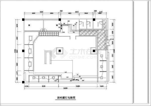 某商业街豪华酒吧全套照明电气施工cad图-图二