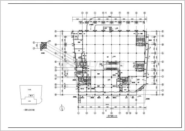 功能复杂的综合商业办公楼施工全套设计cad图-图二
