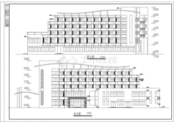 某中学综合楼及宿舍全套建筑施工设计cad图纸（含效果图）-图一
