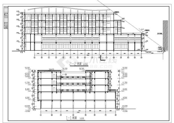 某中学综合楼及宿舍全套建筑施工设计cad图纸（含效果图）-图二